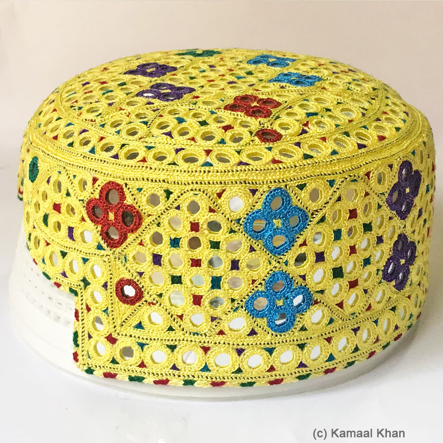 Yellow Bugti Balochi Cap or Sindhi Topi MKC-913